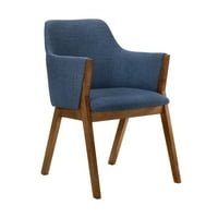 Renzo Kék Szövet és diófa étkező oldalsó székek-2 készlet