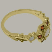 Brit készült 18K sárga arany valódi természetes opál & gránát Női Nyilatkozat gyűrű - méret opciók-Méret 8