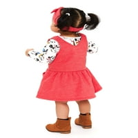 Disney Minnie egér kislányok jumper ruha, hosszú ujjú felső és fejpánt, szett, méretek 0 3m-24m