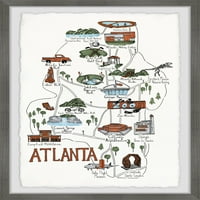 Marmont Hill illusztrált térkép az Atlanta város keretezett fal művészetéről