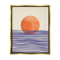 Stupell kortárs tengeri táj napsütés absztrakt festés arany úszó keretes művészeti nyomtatási fal művészet