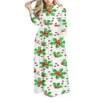 Glookwis Női legénység nyak Maxi ruhák laza hosszú ruha alkalmi bő karácsonyi hinta Stílus K XL