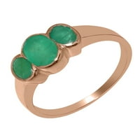 Brit készült 9k Rózsa arany természetes smaragd Női ígéret gyűrű - méret opciók-méret 10.75
