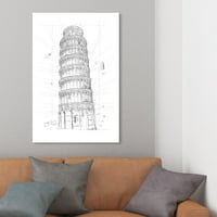 Wynwood Studio építészet és épületek fali művészet vászon nyomatok „A Pisa ezüst torony” Európai épületek - Fekete,