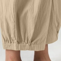 Női vászon nadrág, Női széles láb jóga nadrág nyári Pamut vászon Rugalmas derék húzózsinóros nadrág nyugodt Fit Beach