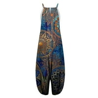 Jumpsuits Női Divat Racerback spagetti pántok Vintage Paisley összességében női nyári felsők Kék 3x