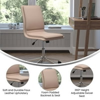 Flash bútorok Madigan Fau bőr Közép-Back irodai szék görgőkkel, lb, Taupe