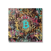Stupell graffiti utcai stílusú bitcoin szimbólum szépség- és divatfestés galéria csomagolt vászon nyomtatott fal művészet
