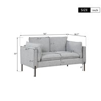 Euroco 56 Modern kanapé Loveseat vászon szövet kanapé nappali, lakás, szürke