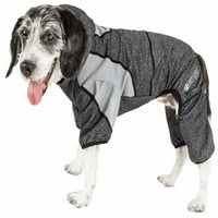 Kisállat élet ons aktív 'Fur-Breeze' közepes súlyú 4-Way-Stretch teljes test kapucnis kutya jóga pulóver