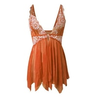 zuwimk hálóing női puha Molett selyem hálóing ruha szatén fehérnemű szett Narancs, L