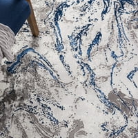 Kézműves Kaelee Absztrakt Terület Szőnyeg, 8' 10', Szürke Kék