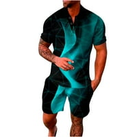 Jmntiy férfi nyári tréningruha Rövid ujjú Turndown galléros póló rövidnadrág készlet készleten