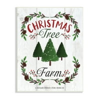 Stupell Indtries Rtic karácsonyfa Farm reklám zöld fenyő Holly, 19, Louise Allen Designs tervezése