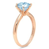 1.0 ct kerek vágott kék szimulált gyémánt 18K rózsaszín rózsa arany gravírozás nyilatkozat évforduló eljegyzés esküvői