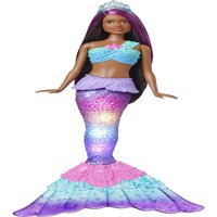Barbie Dreamtopia Mermaid baba csillogás Light-Up farok és lila csíkos haj