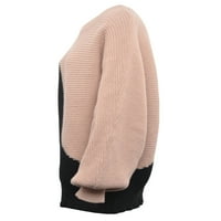 Musuos női Színes blokkoló kötött pulóver Hosszú ujjú Kerek nyakú pulóver télen, Női ruházat