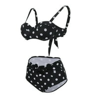 LEEy-world Női fürdőruhák Női reverzibilis Csipke up Bikini készletek virágos és csíkos fekete, S
