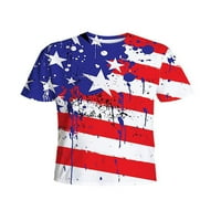 Capreze Férfi pólók rövid ujjú nyári felsők Legénység nyak póló rendszeres Fit Basic Tee amerikai zászló blúz kék 4XL