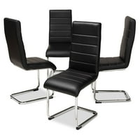Baxton Studio Marlys Fau bőr magas hátsó étkező oldalsó szék-készlet 4