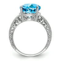 Primal arany karátos fehér arany 12x ovális kék topáz és egy gyémánt gyűrű