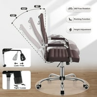 Lacoo Mid-Back Fau bőr irodai íróasztal szék Executive konferencia feladat szék karokkal, Barna