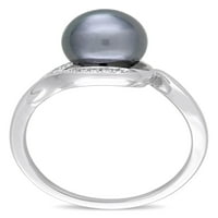 Fekete tahiti gyöngy és gyémánt-accent 14 kt fehérarany koktélgyűrű