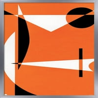 Absztrakt-narancssárga, fekete-fehér mintákkal fali poszter, 22.375 34