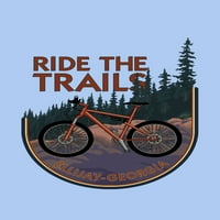 fl oz kerámia bögre, Ellijay, Grúzia, Ride the Trails, Mountain Bike jelenet, kontúr , mosogatógép & mikrohullámú széf