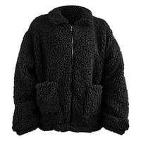 Pjtewawe Női kabátok és kabátok női őszi és téli új plüss Alkalmi Hosszú ujjú Álló gallér Pamut kabát kabát Fekete
