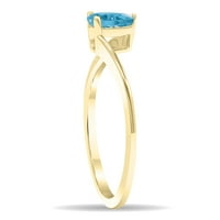 Női pasziánsz körte alakú kék topáz hullám gyűrű 10k sárga arany