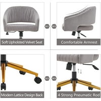 Modern forgó otthoni irodai íróasztal szék, bársony irodai szék ívelt üreges középső háttal és magasan állítható ergonomikus