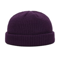 Unise kötött kalap Unise kötött téli kalap meleg rugalmas Egyszínű sapka hideg időjáráshoz fejfedők rugalmas kötött