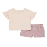 Easy Peasy Baby és Kisgyermek lányok fodros póló és rövidnadrág, 2 darab, méretek 12m-5t