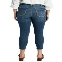 Ezüst Jeans Co. női plusz méret Suki Mid Rise Skinny Crop Jeans derékméret 12-24
