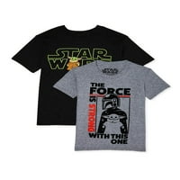 Csillagok háborúja fiúk baby Yoda & The Force Grafikus Pólók, 2-Pack, Méret 4-18
