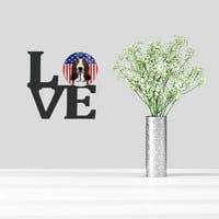 Carolines kincsek BB2173WALV amerikai zászló és Basset Hound fém fal Artwork szerelem, 12x12, Többszínű