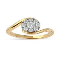 Imperial 10K sárga arany 1 2ct tdw gyémánt klaszter bypass eljegyzési gyűrű