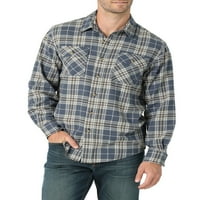 Wrangler® férfi és nagy férfi hosszú ujjú, nyugodt fitszálcsiszolt flanel ing, S-5XL méretű