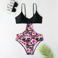 Női Bikini fürdőruha egyrészes Vintage virágmintás szexi fürdőruha úszás Beachwear Rózsaszín S
