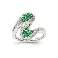 14k fehér arany smaragd és valódi gyémánt örvény gyűrű