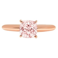 2. ct ragyogó párna vágott szimulált rózsaszín gyémánt 14K Rózsa arany Pasziánsz gyűrű SZ 3.5