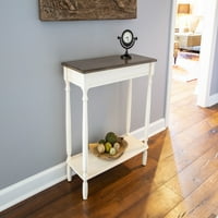 Egyszerűsítse a fa konzol asztalt polccal, antik fehér kivitelben