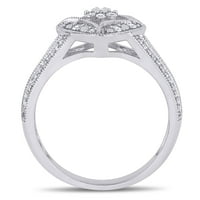 Carat T.W. Gyémánt sterling ezüst vintage klaszter gyűrű