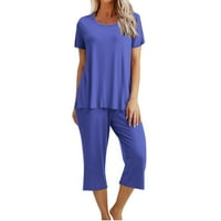 Vivianyo HD Hálóruha Női Clearance Női Egyszínű Kerek nyakú Rövid ujjú Sleepshirt és nadrág készletek Loungewear pizsama