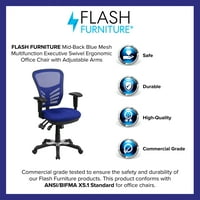 Flash bútorok Közép-hátsó kék hálós többfunkciós Executive forgatható ergonomikus irodai szék állítható karokkal