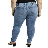 Silver Jeans Co. női plusz méretű magas hangjegy magas emelkedésű vékony farmer derékméret 12-24