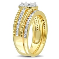 Miabella női karátos T.W. Gyémánt sárga arany flash bevont sterling ezüst menyasszonyi gyűrűs készlet