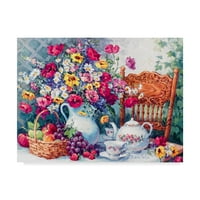 Védjegy képzőművészet 'Time For Tea Flowers' vászon művészet Barbara Mock
