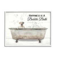 A Stupell Industries boldogság egy pezsgőfürdő -kutya, kád Word Design, 14, Lori Deiter tervezése